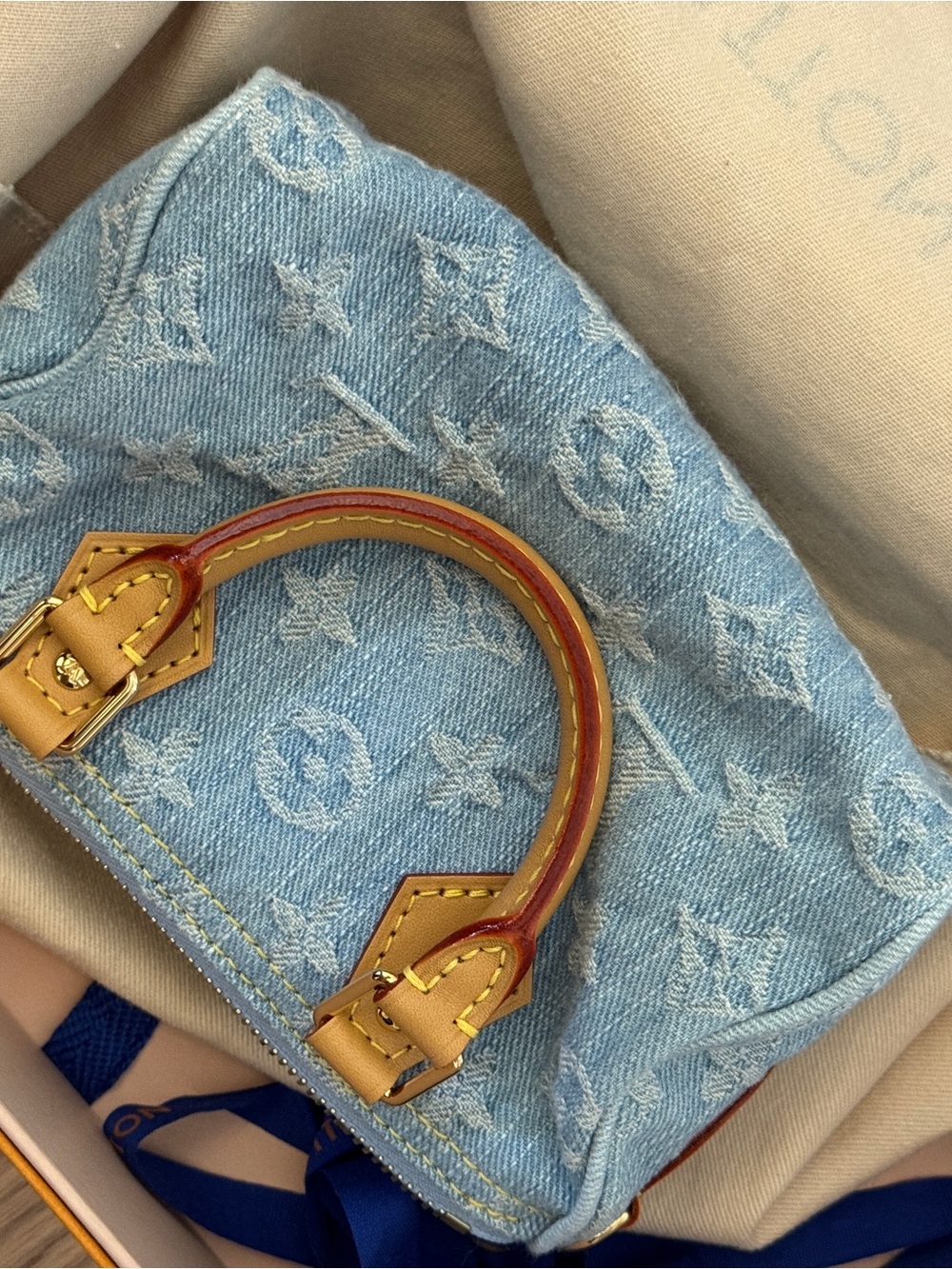 Louis Vuitton Light Blue Denim Nano Speedy 2023 - Picture 3 of 16